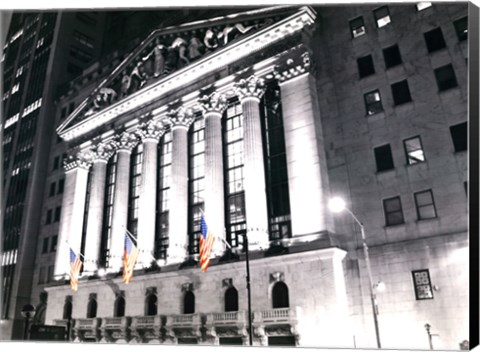 Framed New York Stock Exchange at Night Print