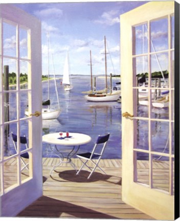 Framed Table on the Harbor Print