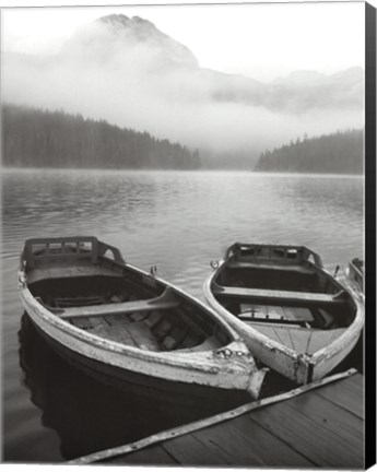 Framed Two Rowboats at Pier Print