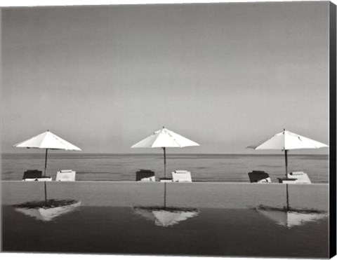 Framed Umbrellas by the Sea Print