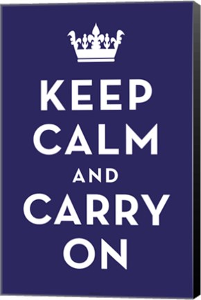 Framed Keep Calm and Carry On (Dark Blue) Print