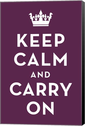 Framed Keep Calm and Carry On (Purple) Print