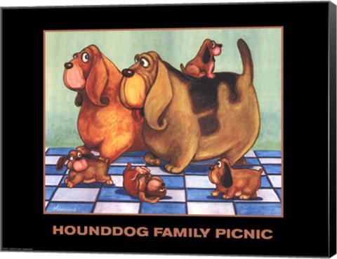 Framed Hounddog Family Picnic Print