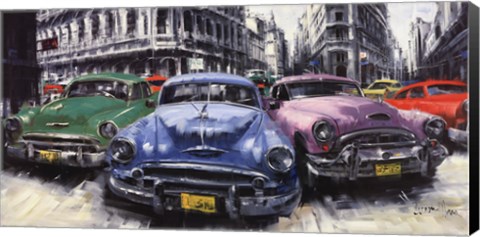 Framed Classic American Cars in Havana Print