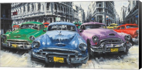 Framed Classic American Cars in Havana Print