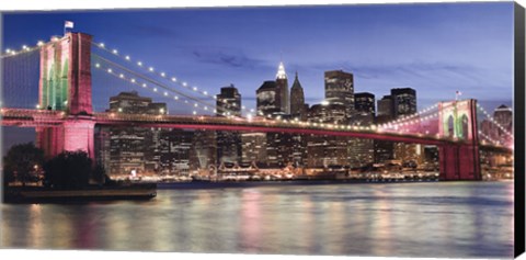 Framed Brooklyn Bridge at Night Print