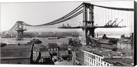 Framed Manhattan Bridge Construction, 1909 Print