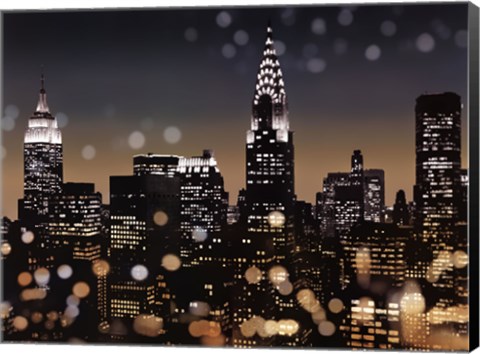 Framed New York Night I Print