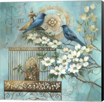 Framed Blue Birds and Dogwood Print