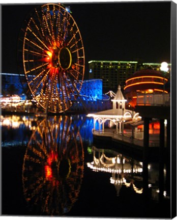 Framed Paradise Pier At Night Print