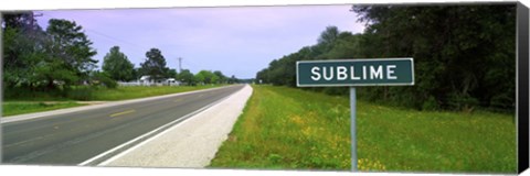 Framed Road passing through a field, Sublime, Lavaca County, Texas, USA Print