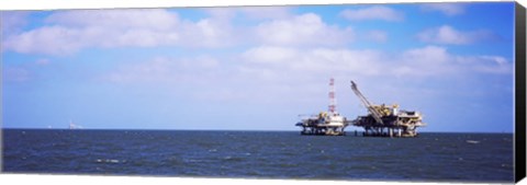 Framed Natural gas drilling platform in Mobile Bay, Alabama, USA Print