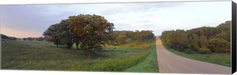 Framed Dirt road passing through a field, Wisconsin, USA Print