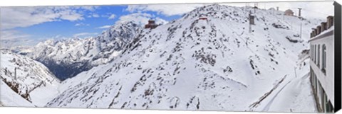 Framed Snow covered mountain range, Stelvio Pass, Italy Print