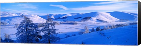 Framed Snow covered valley in winter, Manor Valley, Scottish Borders, Scotland Print