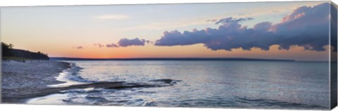 Framed Sunset over Miner&#39;s Beach, Pictured Rocks National Lakeshore, Upper Peninsula, Michigan, USA Print