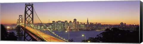 Framed San Francisco Bay Bridge At Dusk, California Print