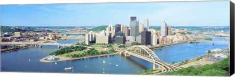 Framed Daytime Skyline With The Allegheny, Pittsburgh, Pennsylvania, USA Print