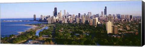 Framed Aerial View Of Skyline, Chicago, Illinois, USA Print