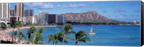 Framed Waikiki Beach, Honolulu, Hawaii, USA Print