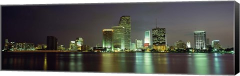 Framed Miami Skyline at Night Print