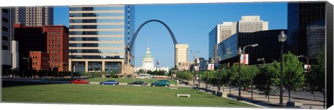 Framed Buildings in a city, Gateway Arch, Old Courthouse, St. Louis, Missouri, USA Print