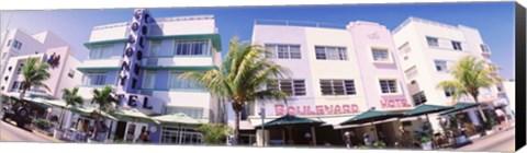 Framed Low angle view of buildings in a city, Miami Beach, Florida, USA Print