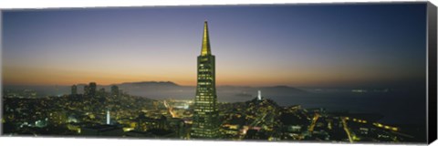 Framed Transamerica Pyramid Lit Up at Dusk, San Francisco, California Print