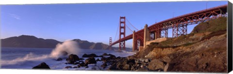 Framed Bridge across the bay, San Francisco Bay, Golden Gate Bridge, San Francisco, Marin County, California, USA Print