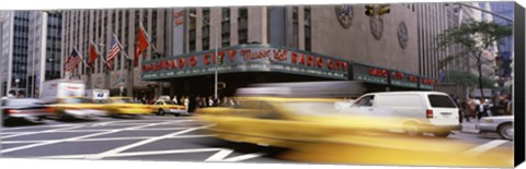 Framed Cars in front of a building, Radio City Music Hall, New York City, New York State, USA Print