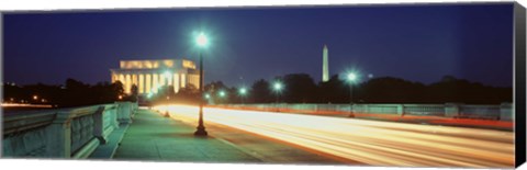 Framed Night, Lincoln Memorial, District Of Columbia, USA Print