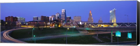 Framed Kansas City, Missouri at Night Print