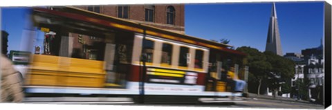 Framed Cable car moving on a street, San Francisco, California, USA Print