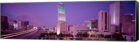 Framed City In The Dusk, Miami, Florida, USA Print