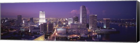 Framed High Angle View Of A City, Miami, Florida, USA Print