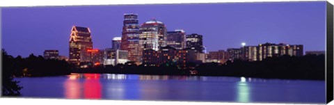 Framed US, Texas, Austin, skyline, night Print