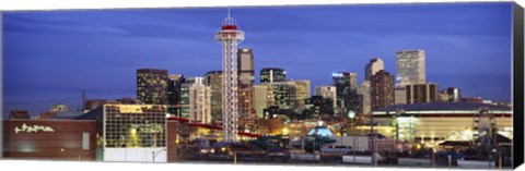 Framed Denver skyline at dusk, Colorado Print