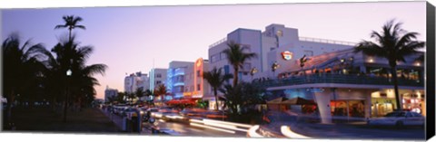 Framed Buildings Lit Up At Dusk, Ocean Drive, Miami, Florida, USA Print