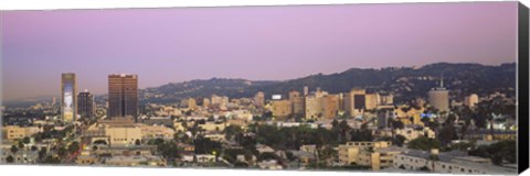 Framed High angle view of a cityscape, Hollywood Hills, City of Los Angeles, California, USA Print