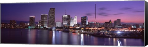 Framed Night Skyline Miami FL USA Print