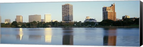 Framed Lake Merritt with skyscrapers, Oakland, California Print