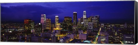 Framed Skyscrapers lit up at night, City Of Los Angeles, California, USA Print