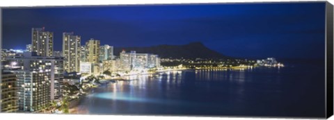 Framed Buildings On The Waterfront, Waikiki, Honolulu, Oahu, Hawaii, USA Print