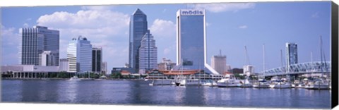 Framed Skyscrapers at the waterfront, Main Street Bridge, St. John&#39;s River, Jacksonville, Florida, USA Print