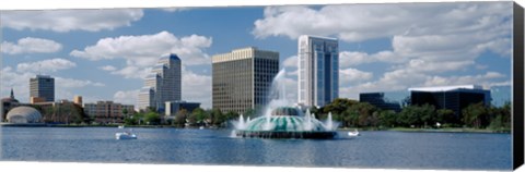 Framed Buildings at the waterfront, Lake Eola, Orlando, Florida, USA Print