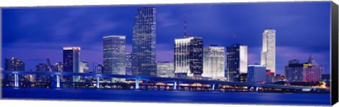 Framed Miami skyline at night, Florida Print