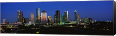 Framed Houston, Texas Skyline at Night Print