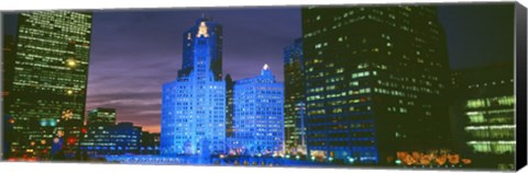 Framed Wrigley Building, Blue Lights, Chicago, Illinois, USA Print