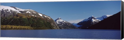 Framed Mountains at the seaside, Chugach National Forest, near Anchorage, Alaska, USA Print