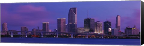 Framed Buildings At The Waterfront, Miami, Florida, USA (purple sky) Print